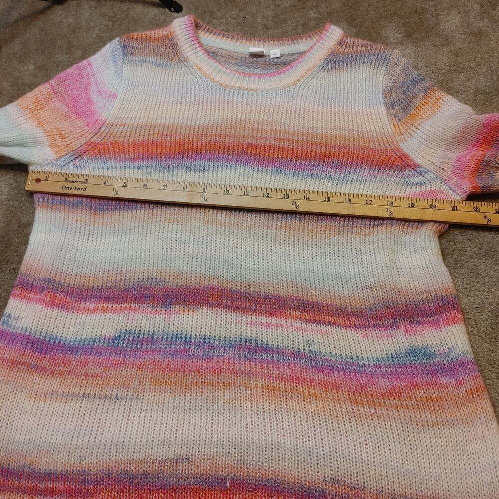 GAP Size Large Pink Striped Acrylic Nylon Sweater Soft Kawaii Pastel Purple Fuzz - Picture 8 of 9